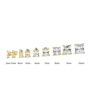 Stud Earrings, Classic Square Studs, .925 Sterling Silver Diamond CZ Stud Waterproof Hypoallergenic Stud Earrings