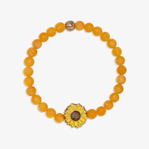 Sunflower Stretch Bracelet with Natural Yellow Opal Beads