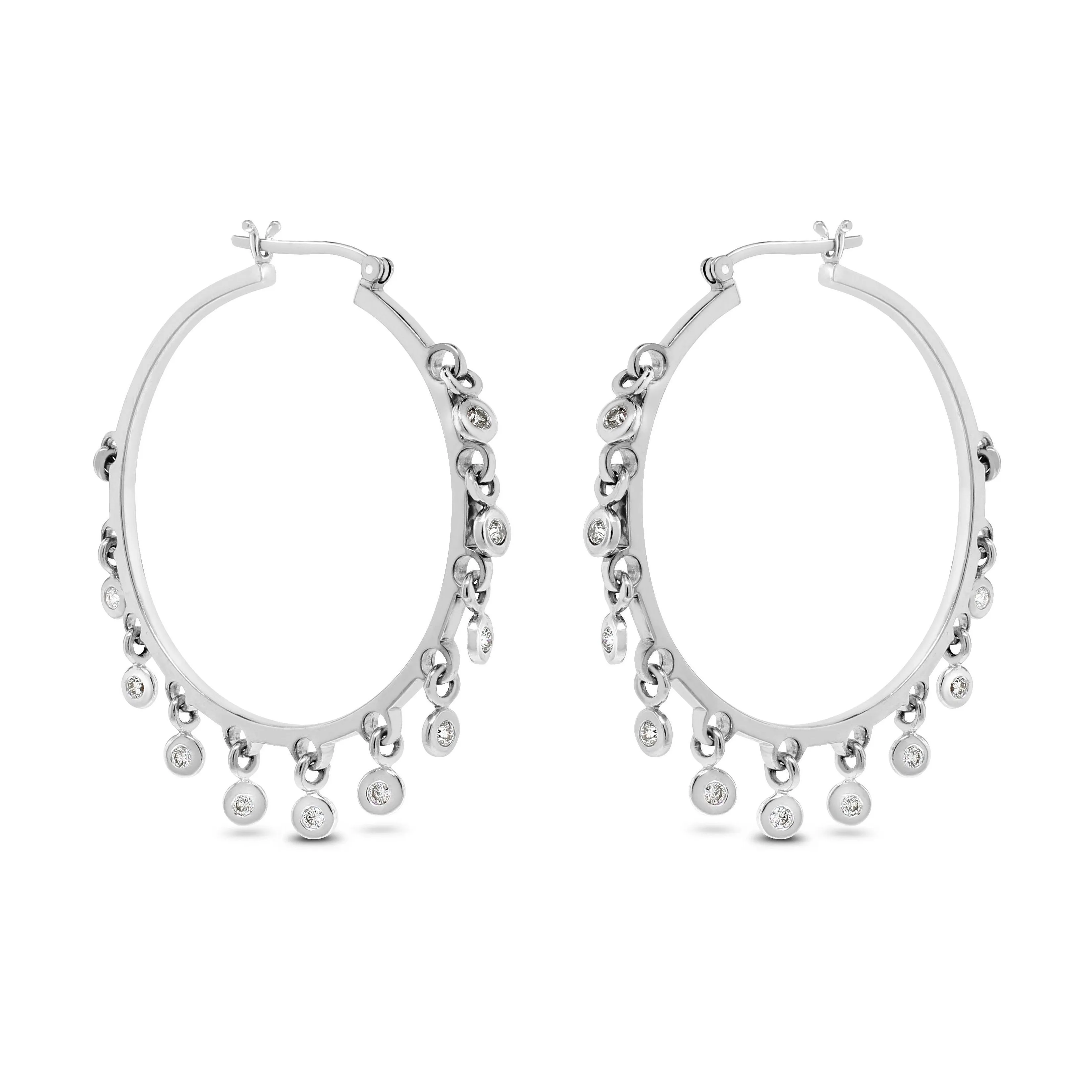 Sway Diamond Hoops (0.66 ct Diamonds) in White Gold