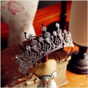T171. Swarovski crystal bridal royal tiara, Elizabeth Taylor owned, silver and rose gold