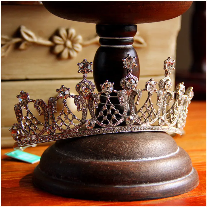 T171. Swarovski crystal bridal royal tiara, Elizabeth Taylor owned, silver and rose gold