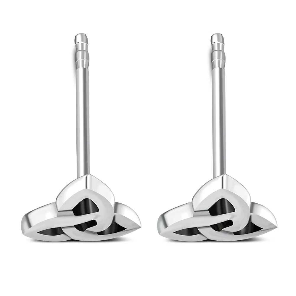 Tiny Celtic Trinity Knot Stud Silver Earrings