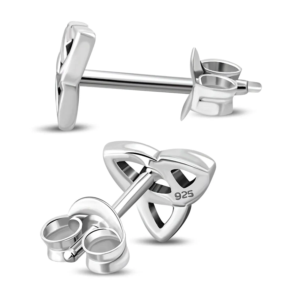 Tiny Celtic Trinity Knot Stud Silver Earrings