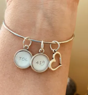 Toledo Area Code Bangle Bracelet With Charms