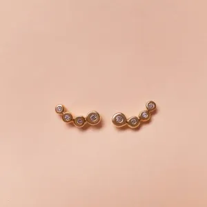 Trail of Diamonds Earrings, Solid 14k Gold, Single / Pair