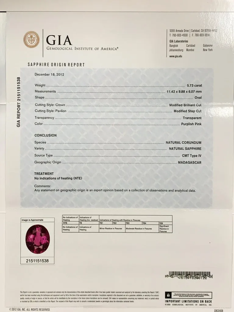 Unheated 5.73 Carat Pink Sapphire 'GIA' Diamond, Gold Engagement Cocktail Ring
