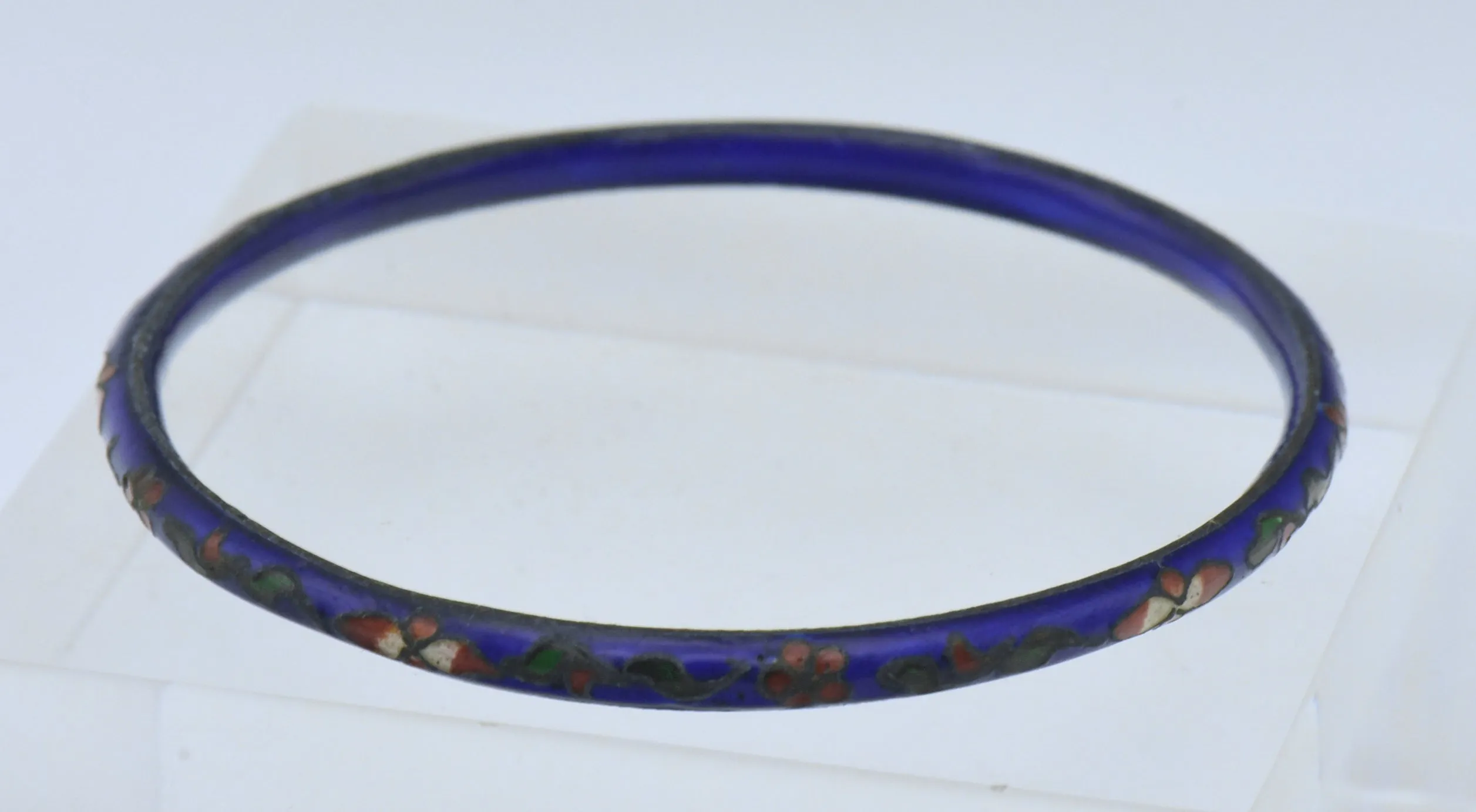Vintage Blue Champleve Enamel Bangle Bracelet