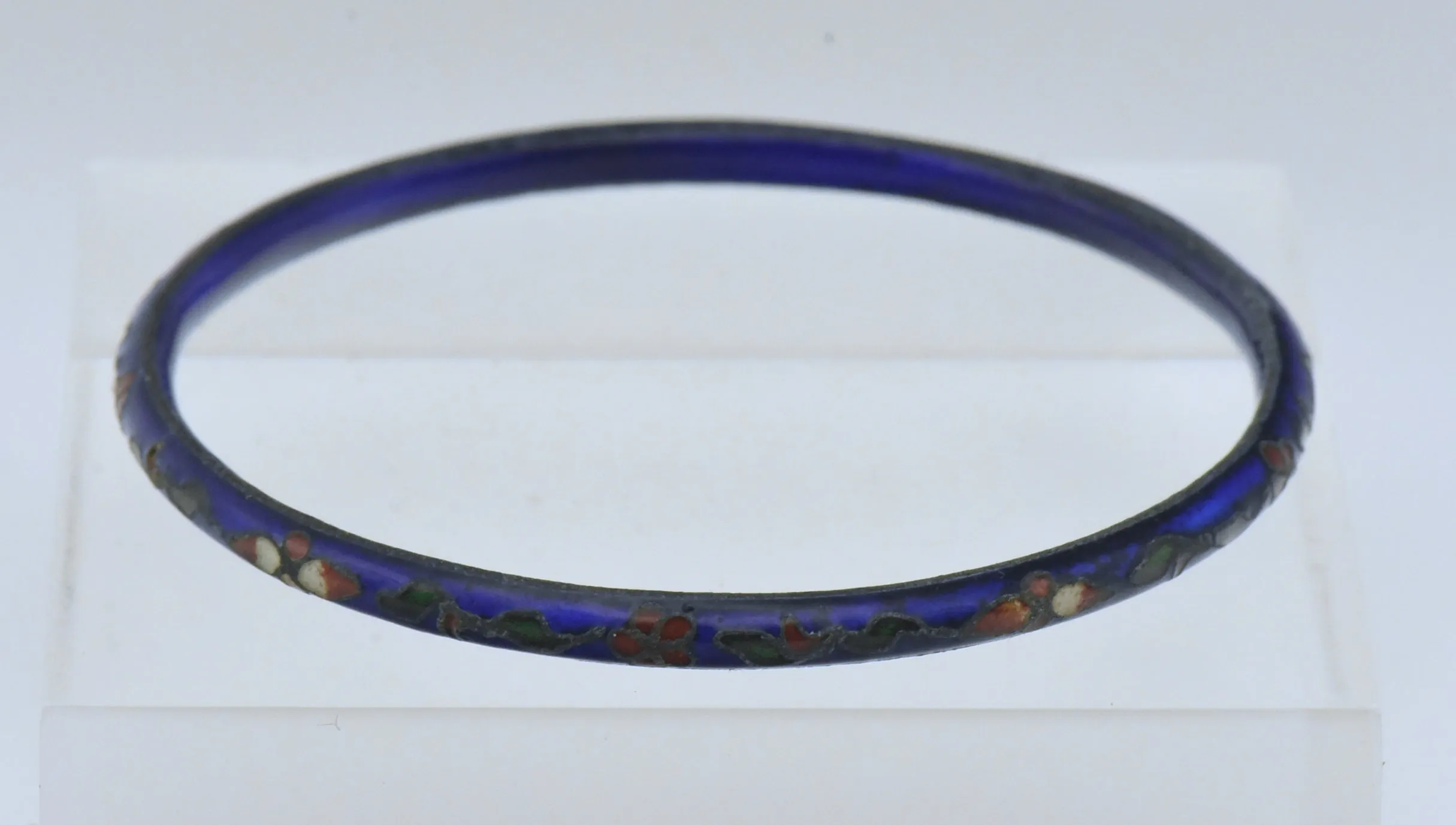 Vintage Blue Champleve Enamel Bangle Bracelet