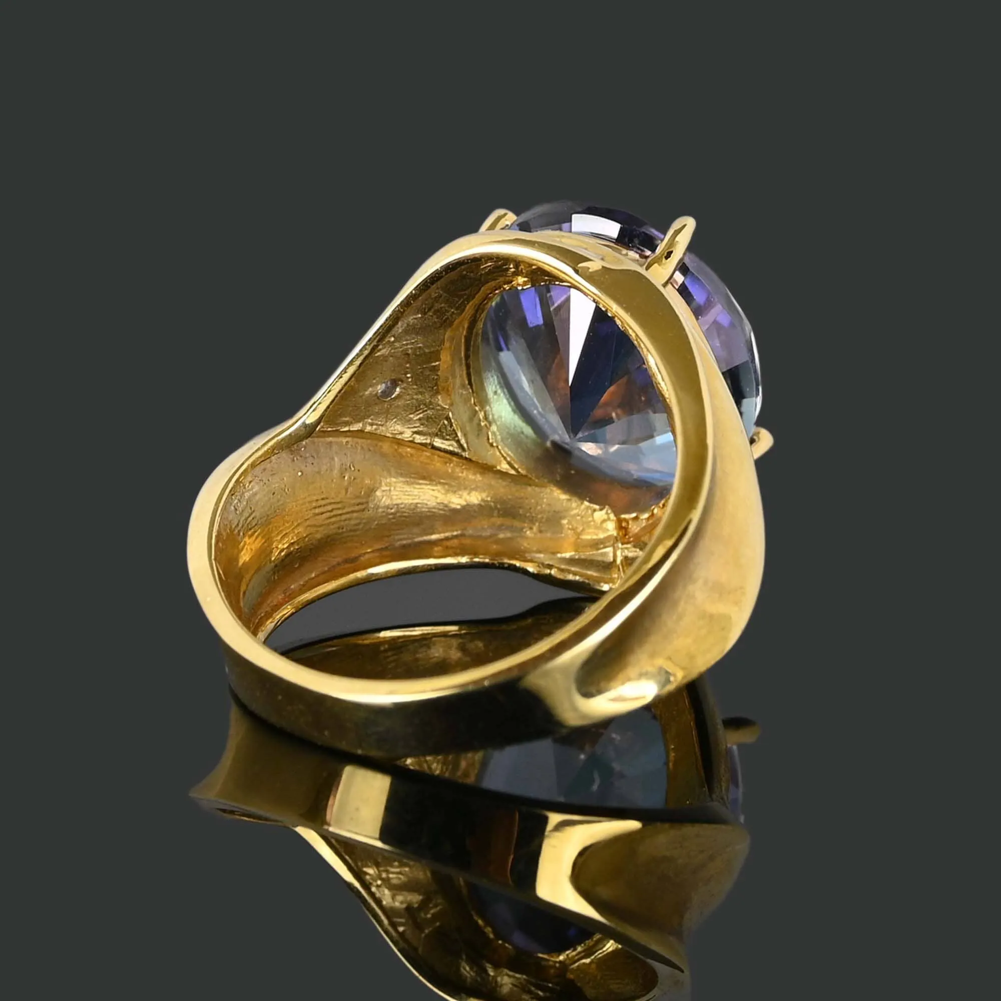 Vintage Diamond Checkerboard Cut Tanzanite Ring
