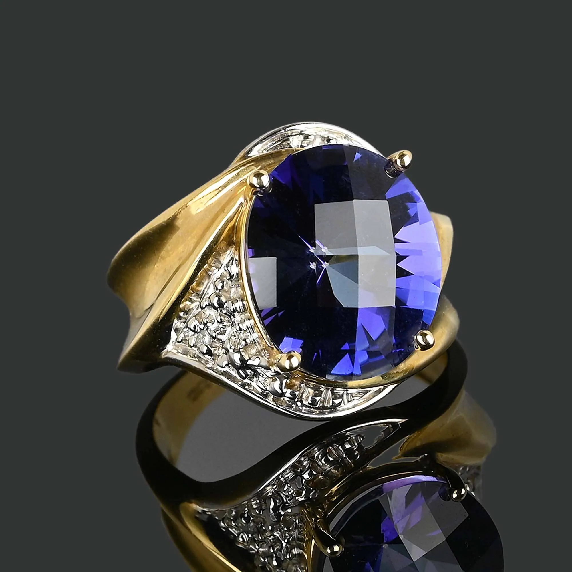 Vintage Diamond Checkerboard Cut Tanzanite Ring