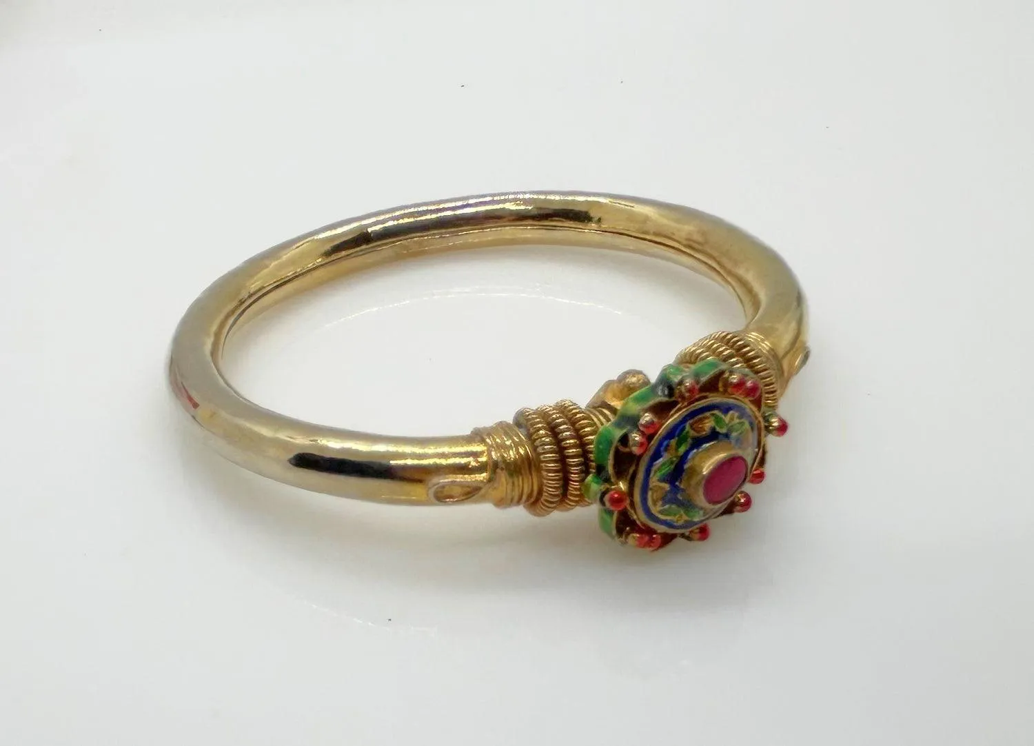 Vintage Indian Mogul Style Enamel Bangle Bracelet