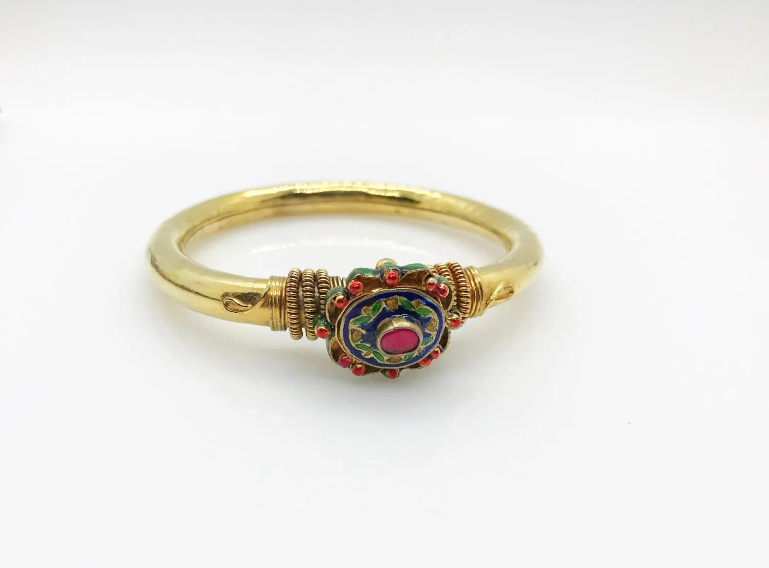 Vintage Indian Mogul Style Enamel Bangle Bracelet