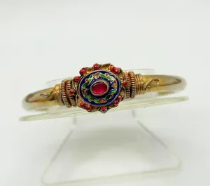 Vintage Indian Mogul Style Enamel Bangle Bracelet