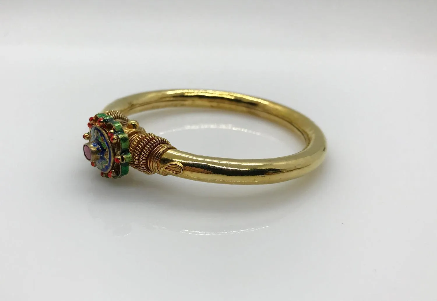 Vintage Indian Mogul Style Enamel Bangle Bracelet