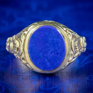 Vintage Lapis Lazuli Signet Ring Dated 1989
