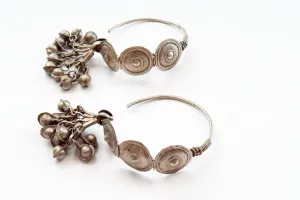 Vintage Silver Afghani Hoop Earrings with Dangles