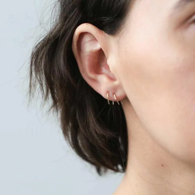 Whispering Star Hoop Earrings in Sterling Silver