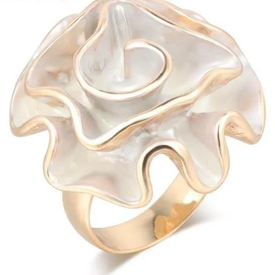 White Enamel Glazed Cocktail Ring (resizable)