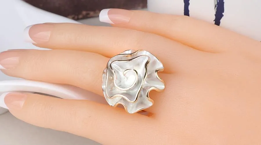 White Enamel Glazed Cocktail Ring (resizable)