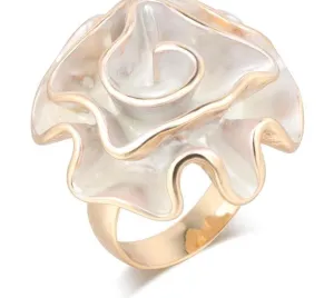 White Enamel Glazed Cocktail Ring (resizable)