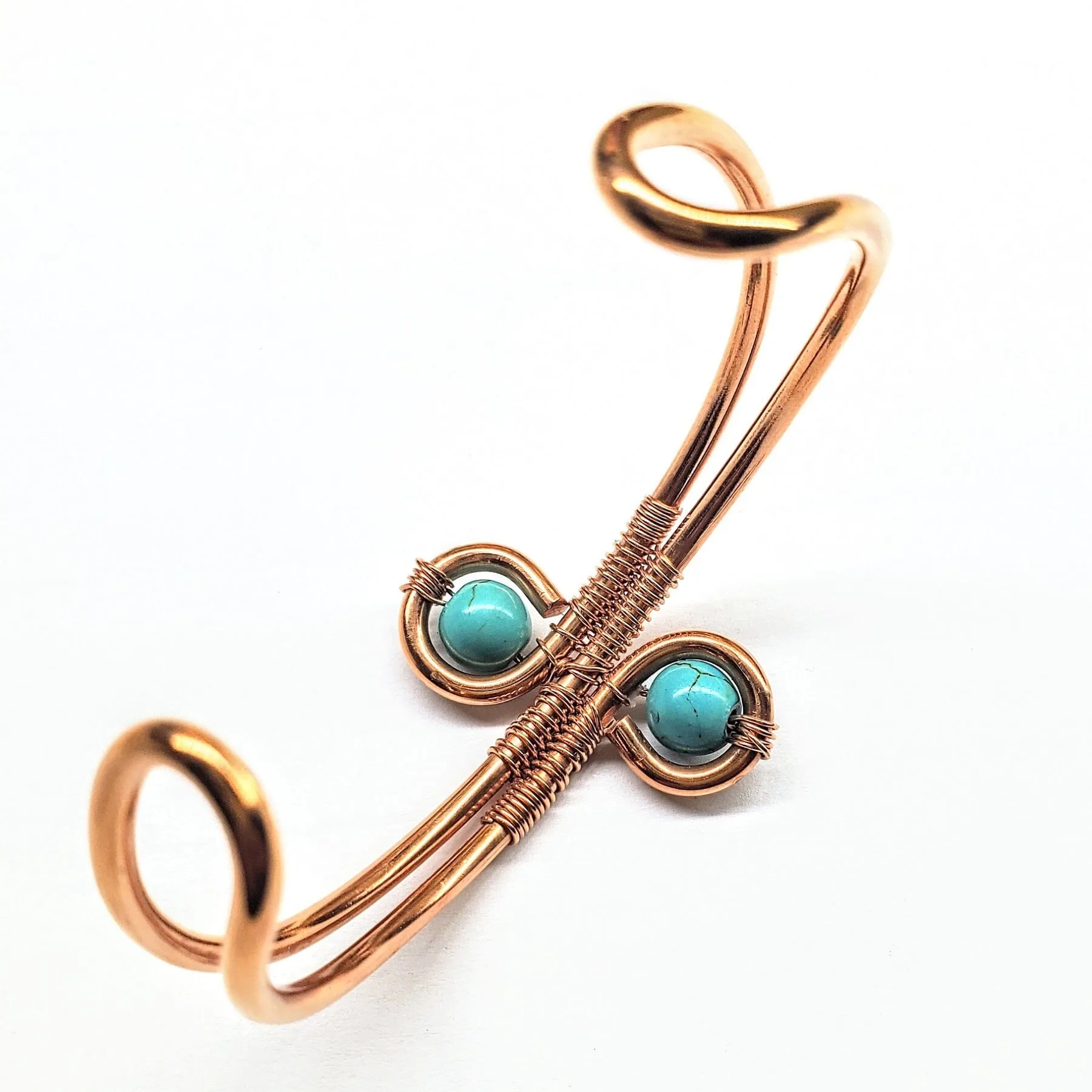 Wire Wrapped Adjustable Turquoise Beads Copper Wire Bracelet