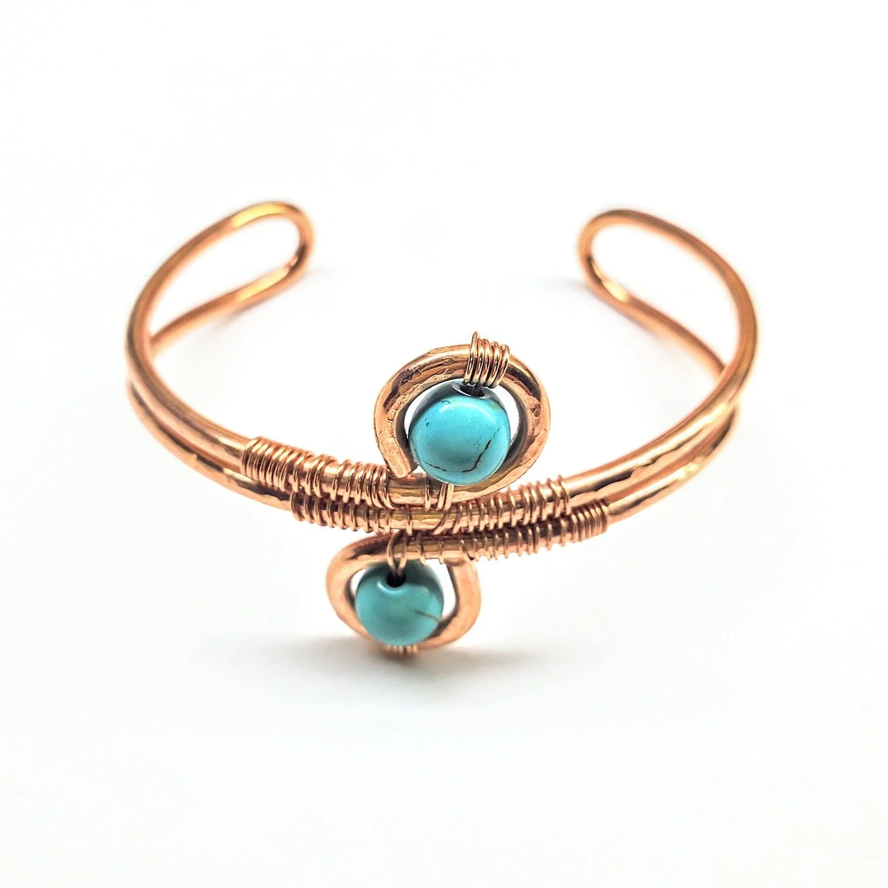 Wire Wrapped Adjustable Turquoise Beads Copper Wire Bracelet
