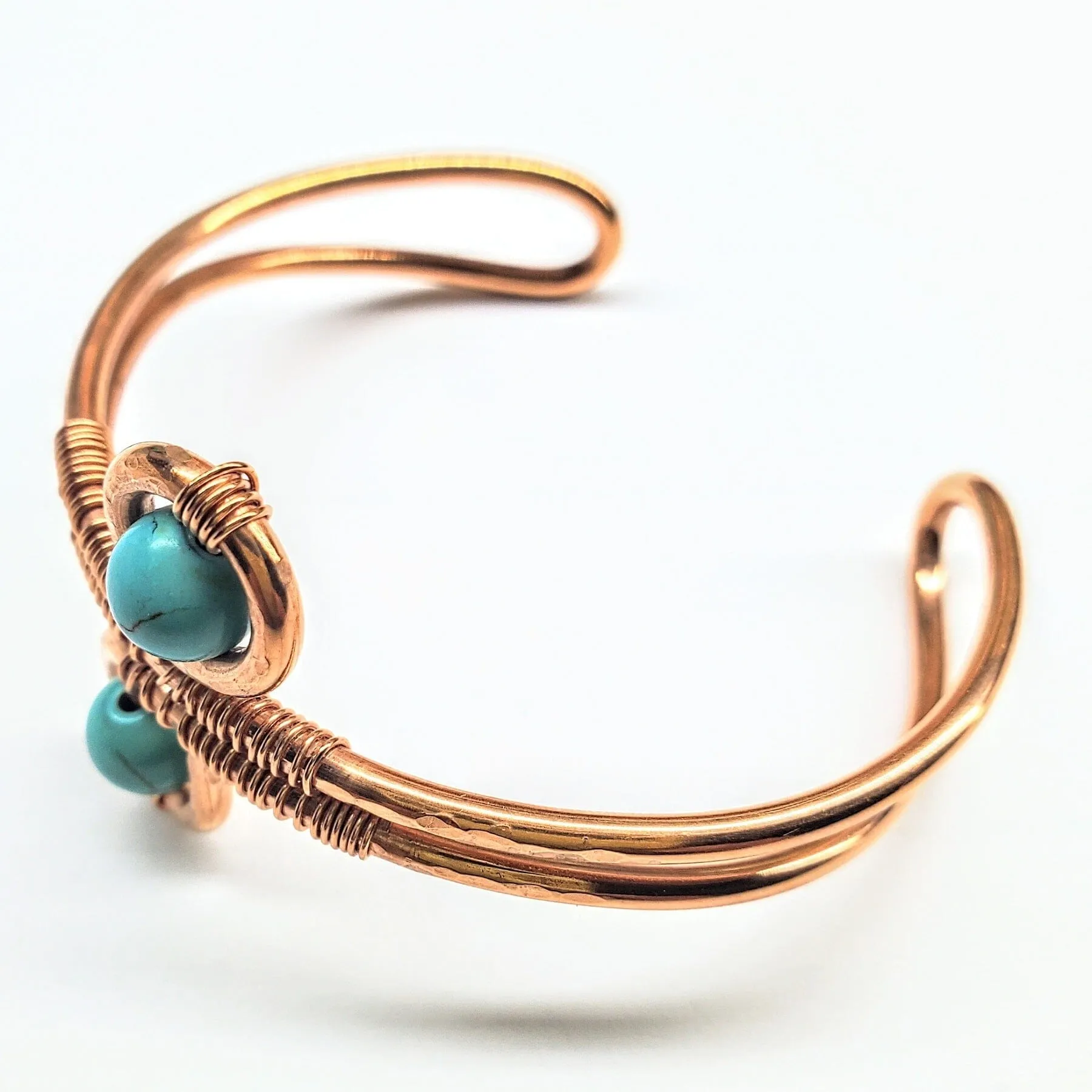 Wire Wrapped Adjustable Turquoise Beads Copper Wire Bracelet