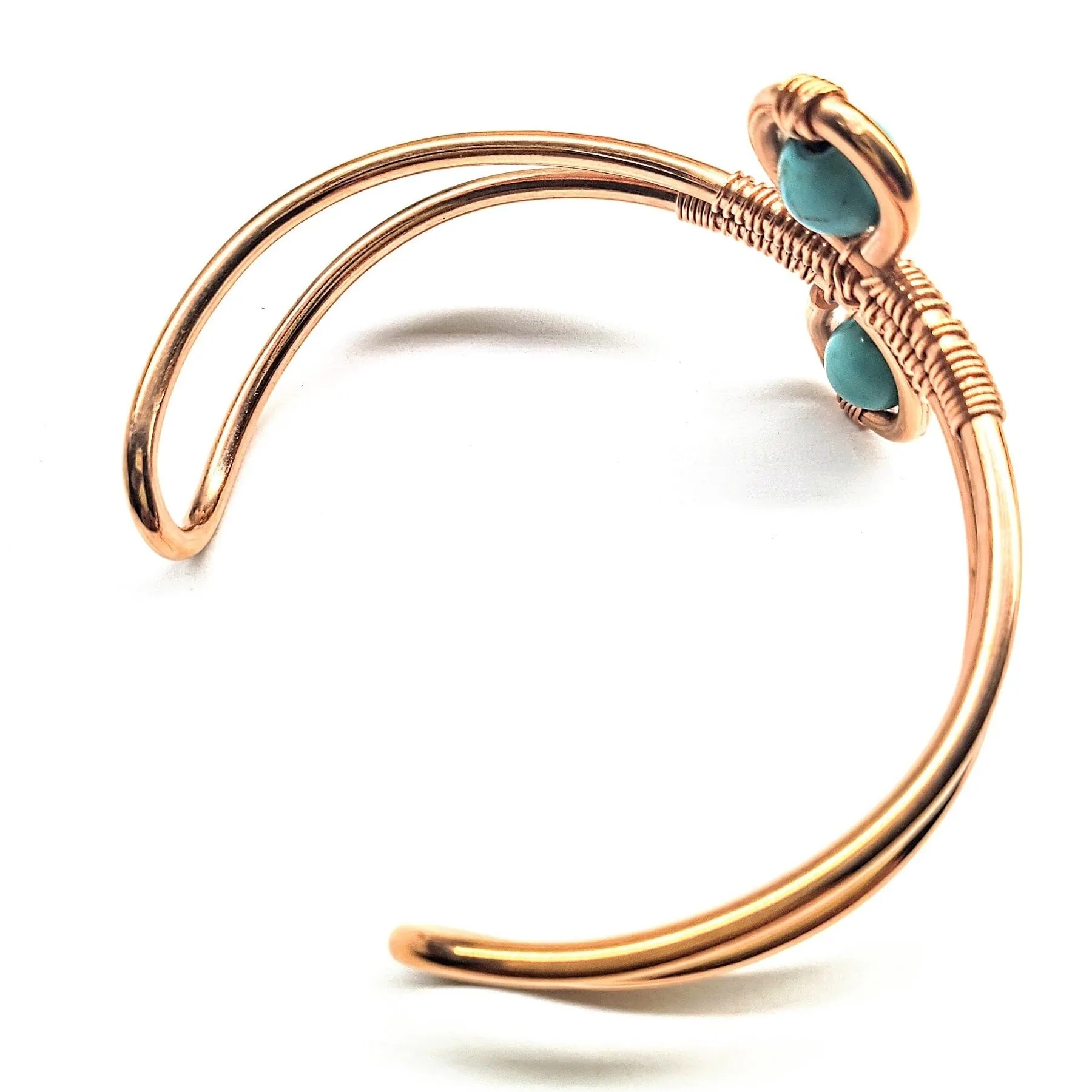 Wire Wrapped Adjustable Turquoise Beads Copper Wire Bracelet