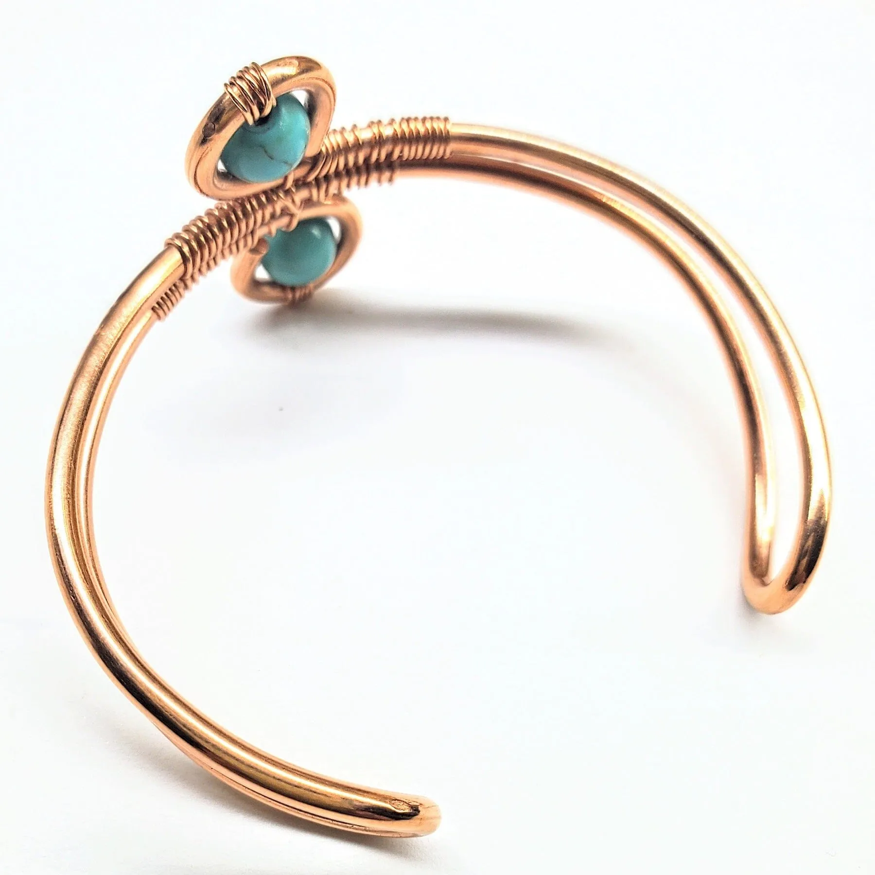 Wire Wrapped Adjustable Turquoise Beads Copper Wire Bracelet